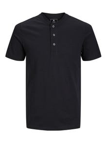 Jack & Jones Yksivärinen Kiinalaiskaulus T-paita -Black - 12257965