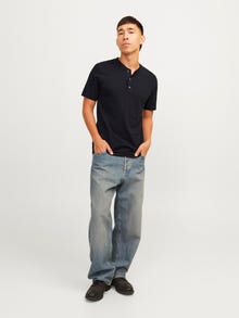 Jack & Jones Yksivärinen Kiinalaiskaulus T-paita -Black - 12257965