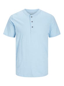 Jack & Jones Vanlig Kinakrage T-skjorte -Cerulean - 12257965