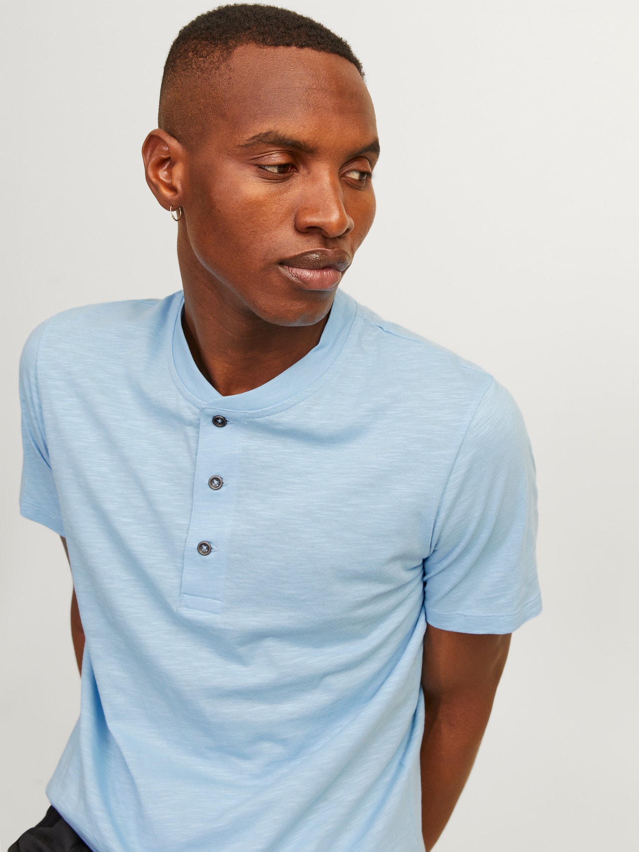 Jack & Jones Bez vzoru Čínský límec Tričko -Cerulean - 12257965