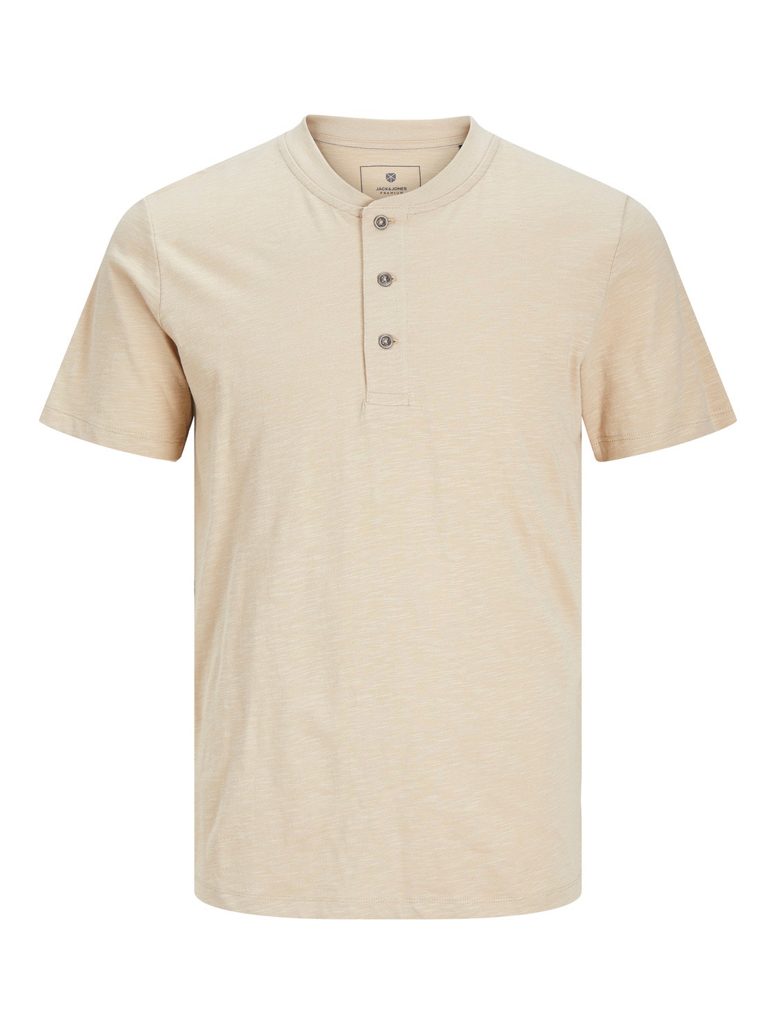 Jack & Jones Einfarbig Mandarin Kragen T-shirt -Sand - 12257965