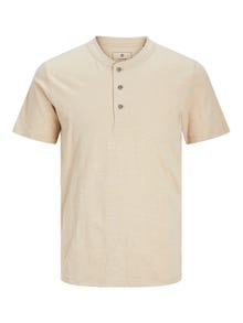 Jack & Jones Vienspalvis Kinijos kaklas Marškinėliai -Sand - 12257965