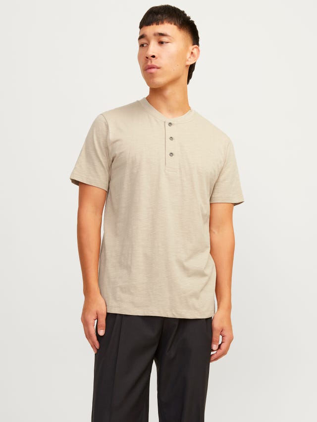 Jack & Jones Enfärgat Kinakrage T-shirt - 12257965