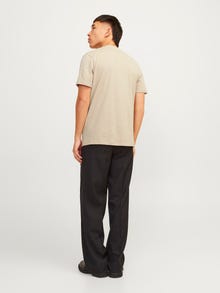 Jack & Jones Enfärgat Kinakrage T-shirt -Sand - 12257965