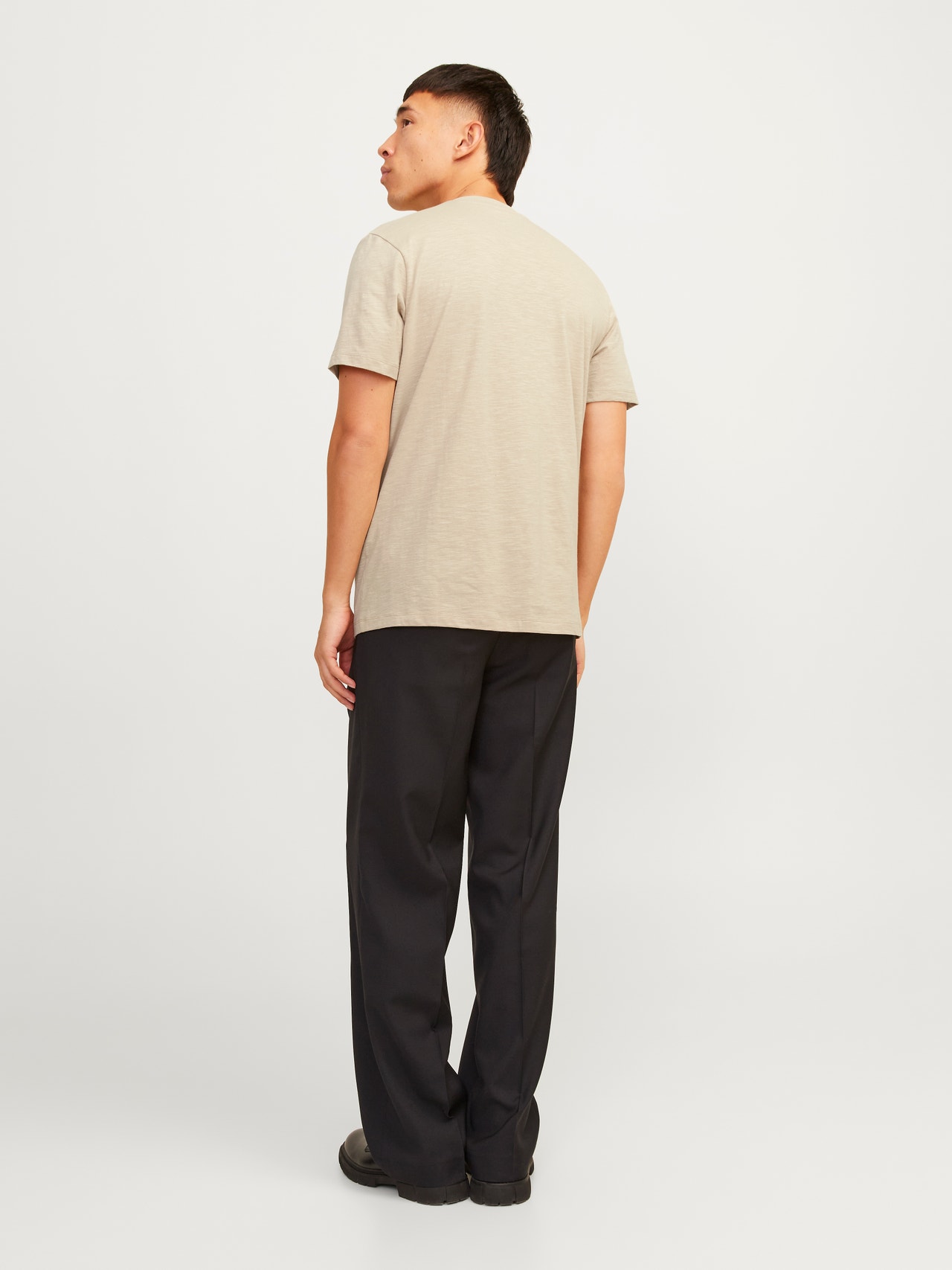 Jack & Jones Plain China Collar T-shirt -Sand - 12257965