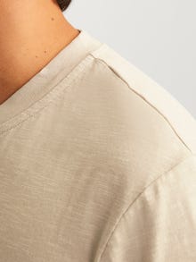 Jack & Jones Yksivärinen Kiinalaiskaulus T-paita -Sand - 12257965