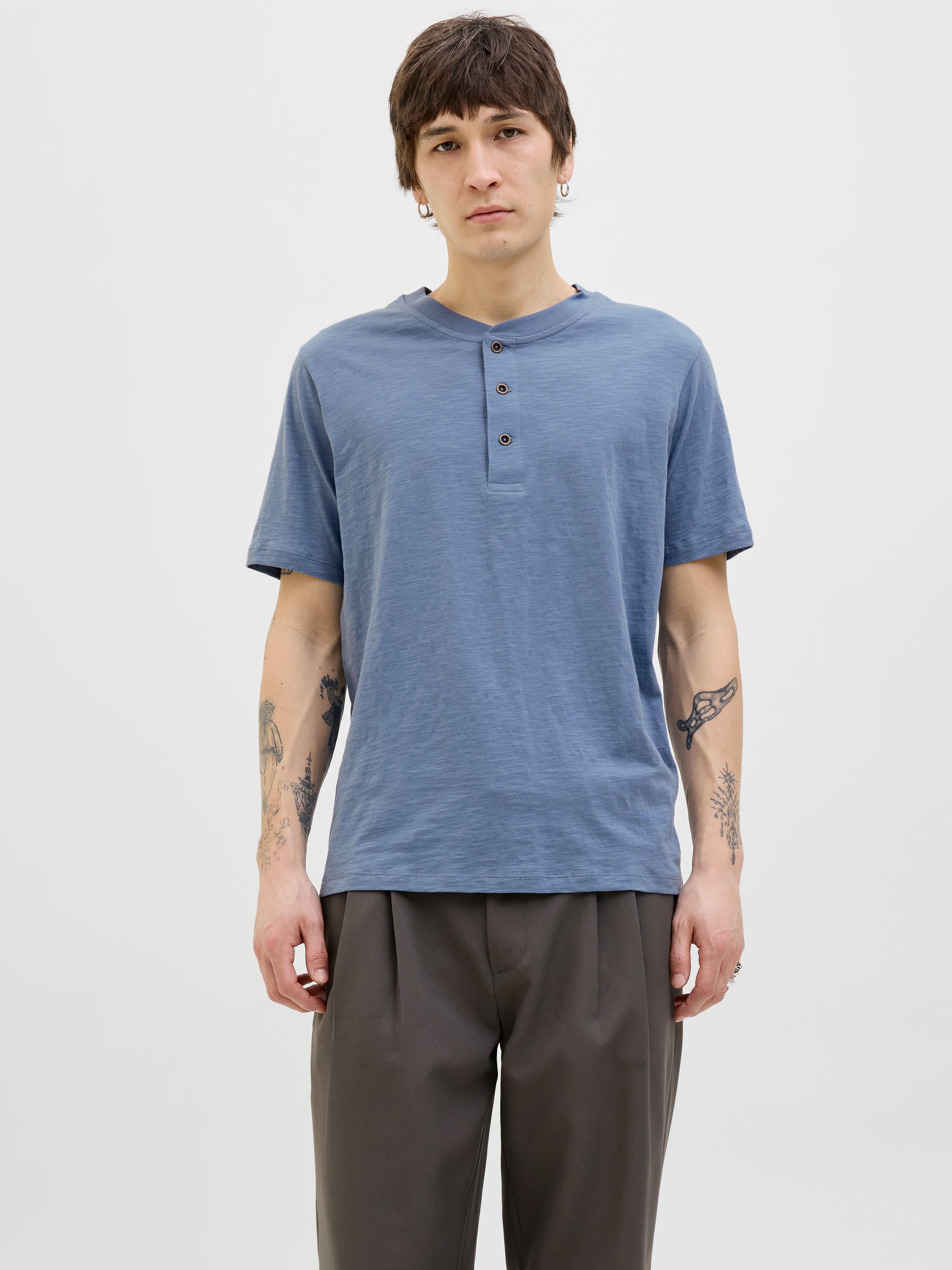 Einfarbig Mandarin Kragen T-shirt
