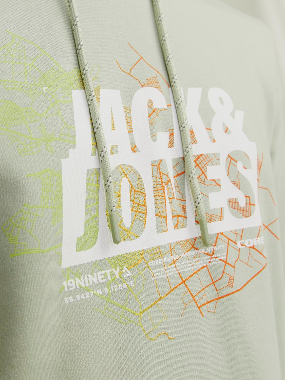 Jack & Jones Printed Hoodie -Desert Sage - 12258049