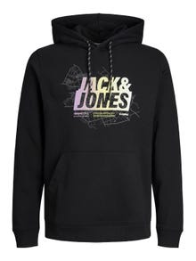 Jack & Jones Printed Hoodie -Black - 12258049