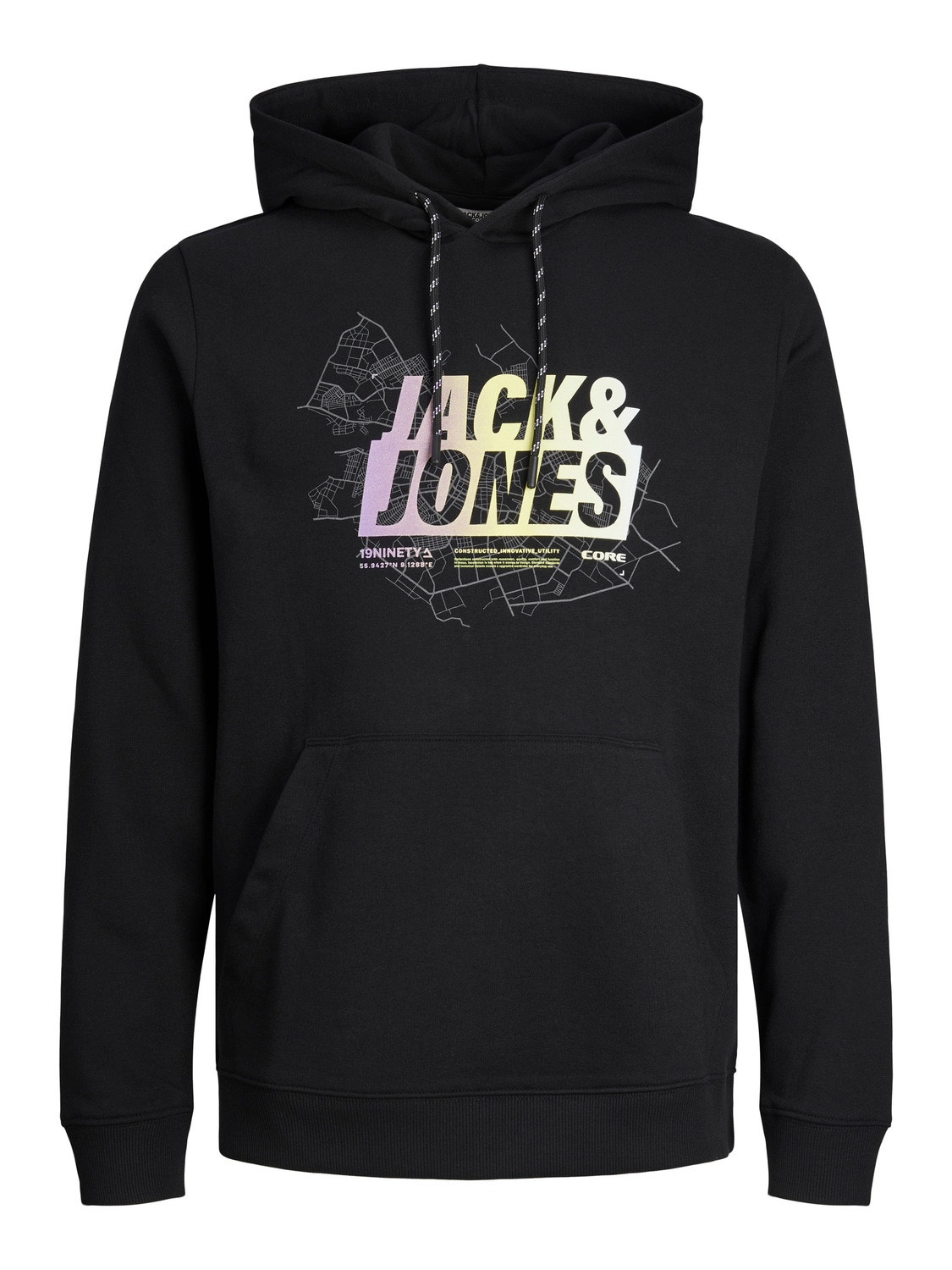 Jack & Jones Printed Hoodie -Black - 12258049
