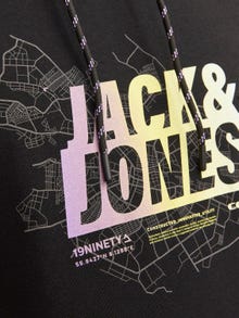 Jack & Jones Spausdintas raštas Megztinis su gobtuvu -Black - 12258049