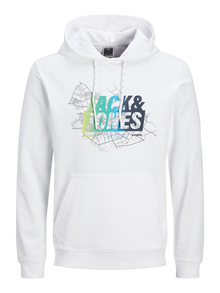 Jack & Jones Printed Hoodie -White - 12258049
