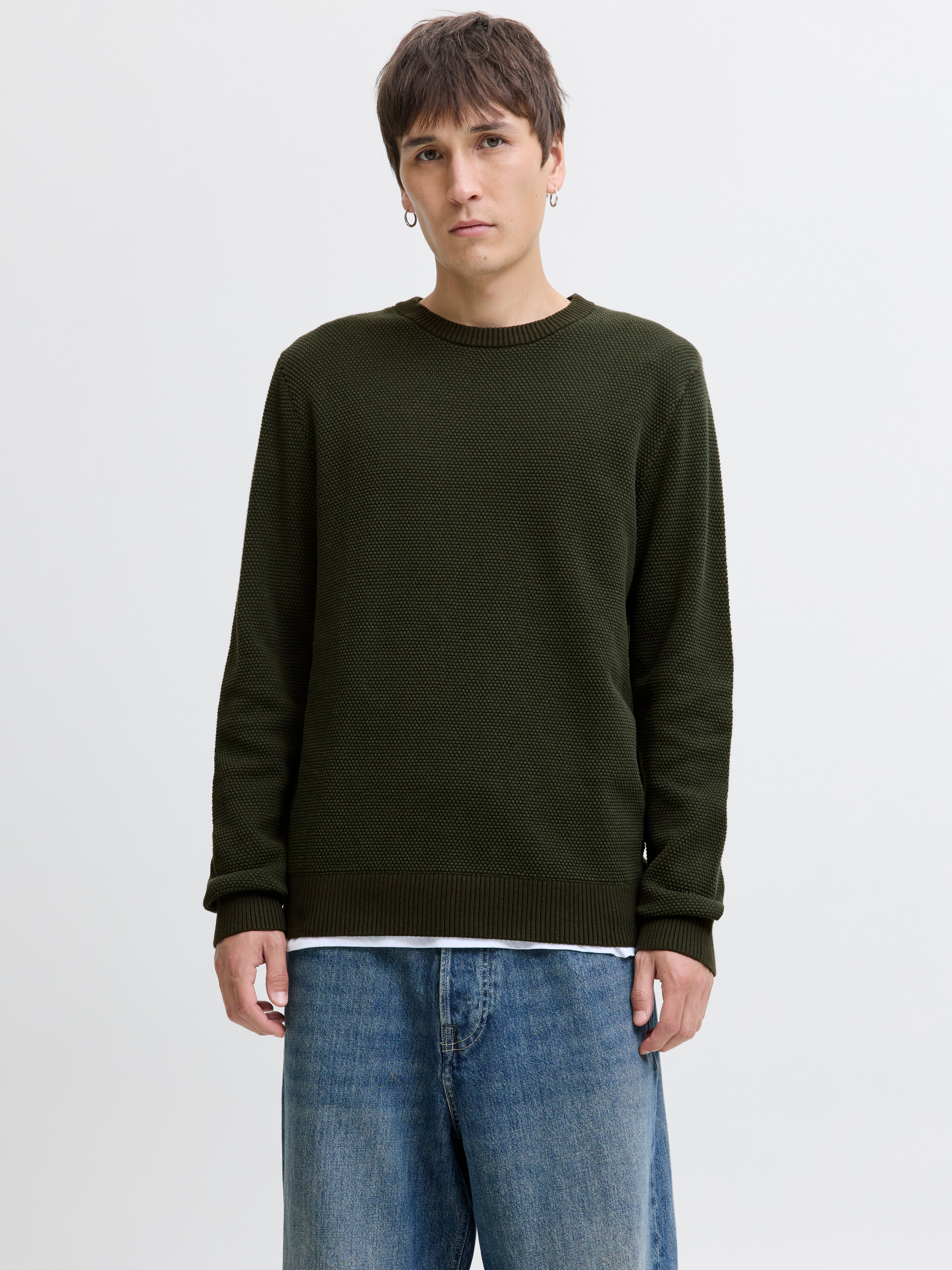 Einfarbig Strickpullover