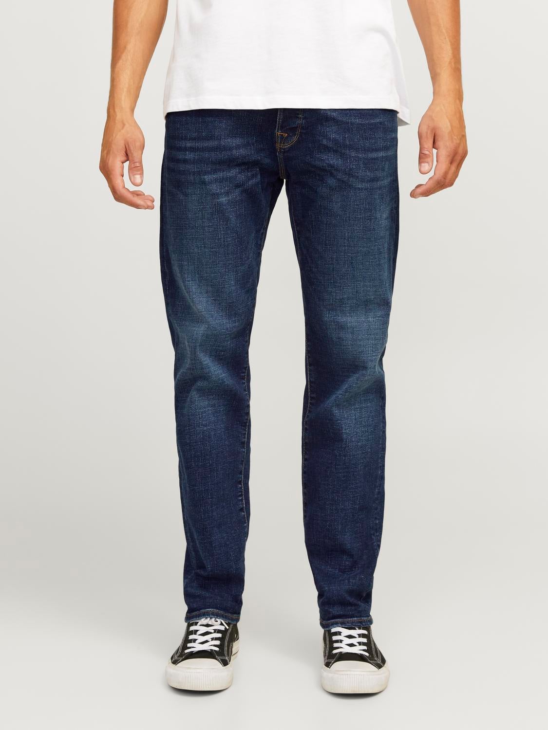 JJIMIKE JJFOX CB 055 Jean Coupe tapered Bleu moyen Jack Jones