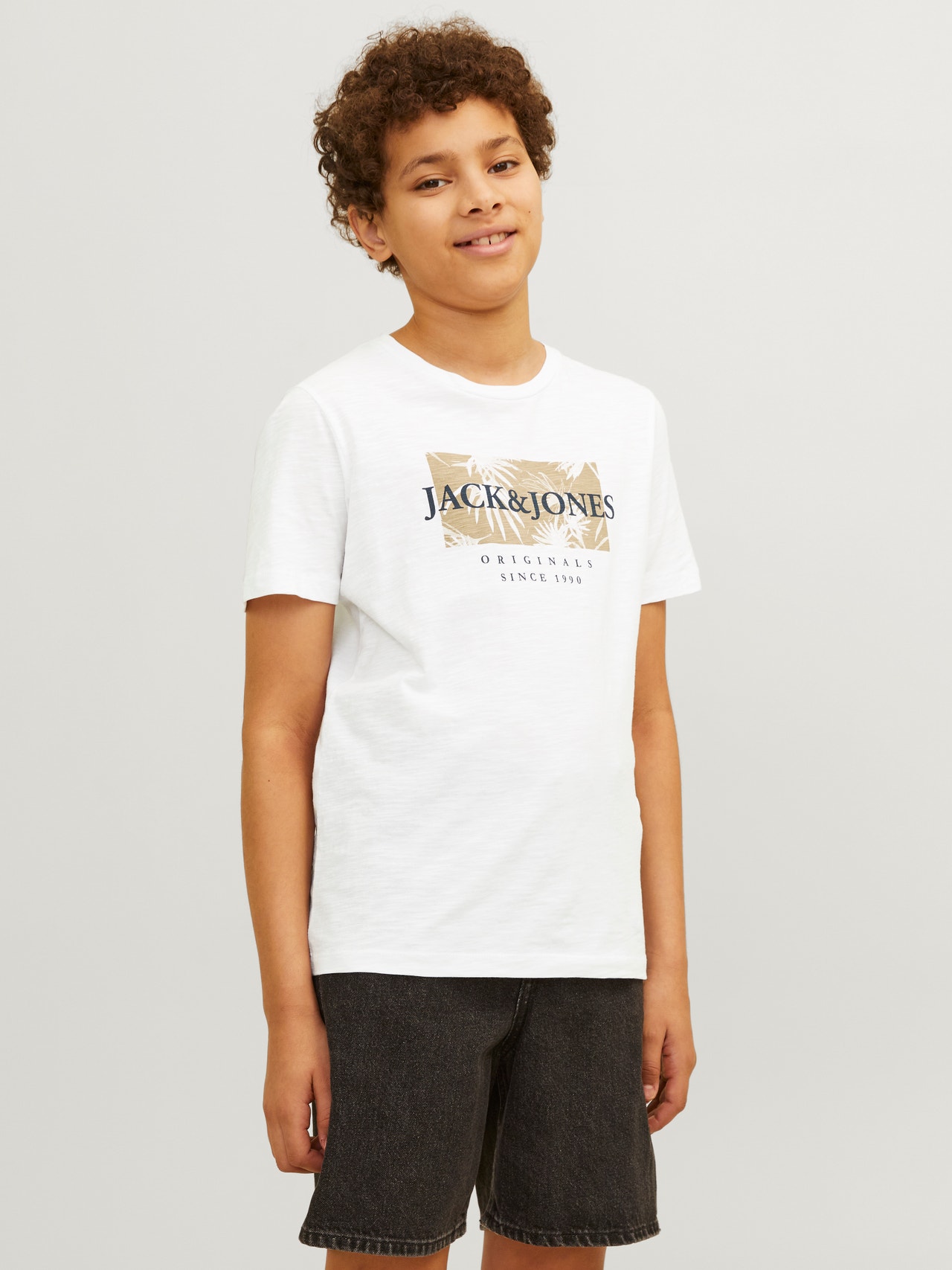 Jack & Jones Nadruk T-shirt Dla chłopców -Bright White - 12258234