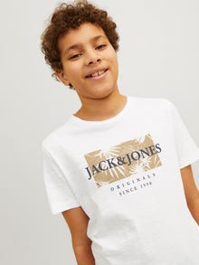Jack & Jones Nadruk T-shirt Dla chłopców -Bright White - 12258234