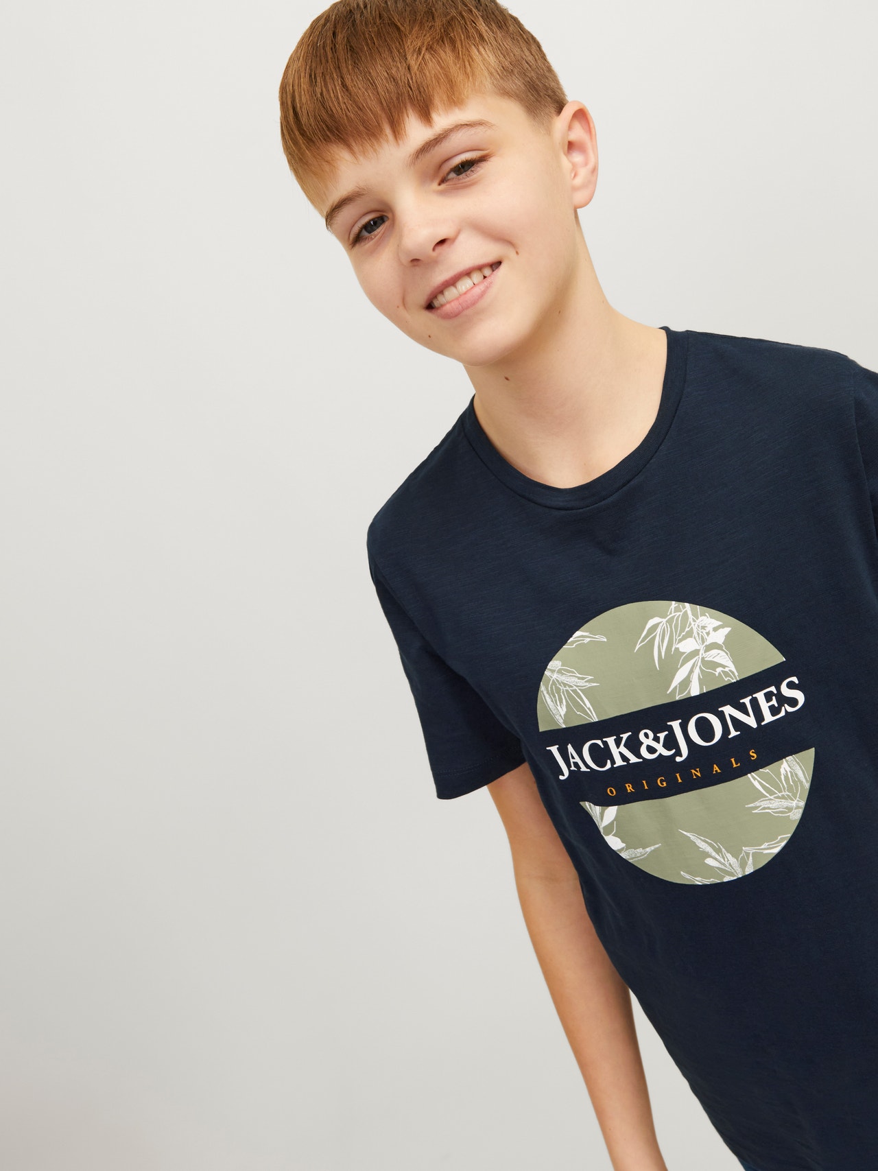 Jack & Jones Nadruk T-shirt Dla chłopców -Navy Blazer - 12258234