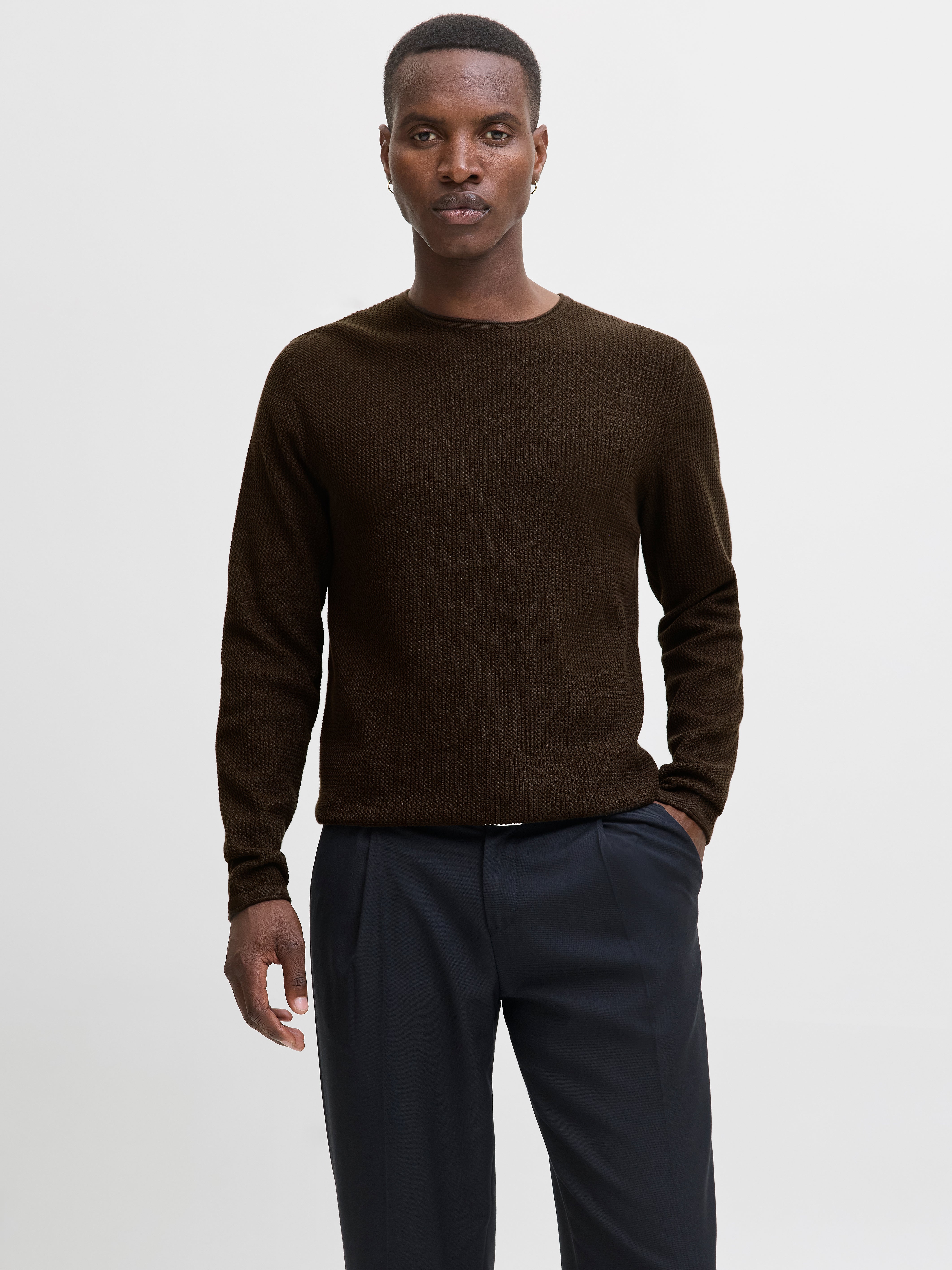Einfarbig Strickpullover