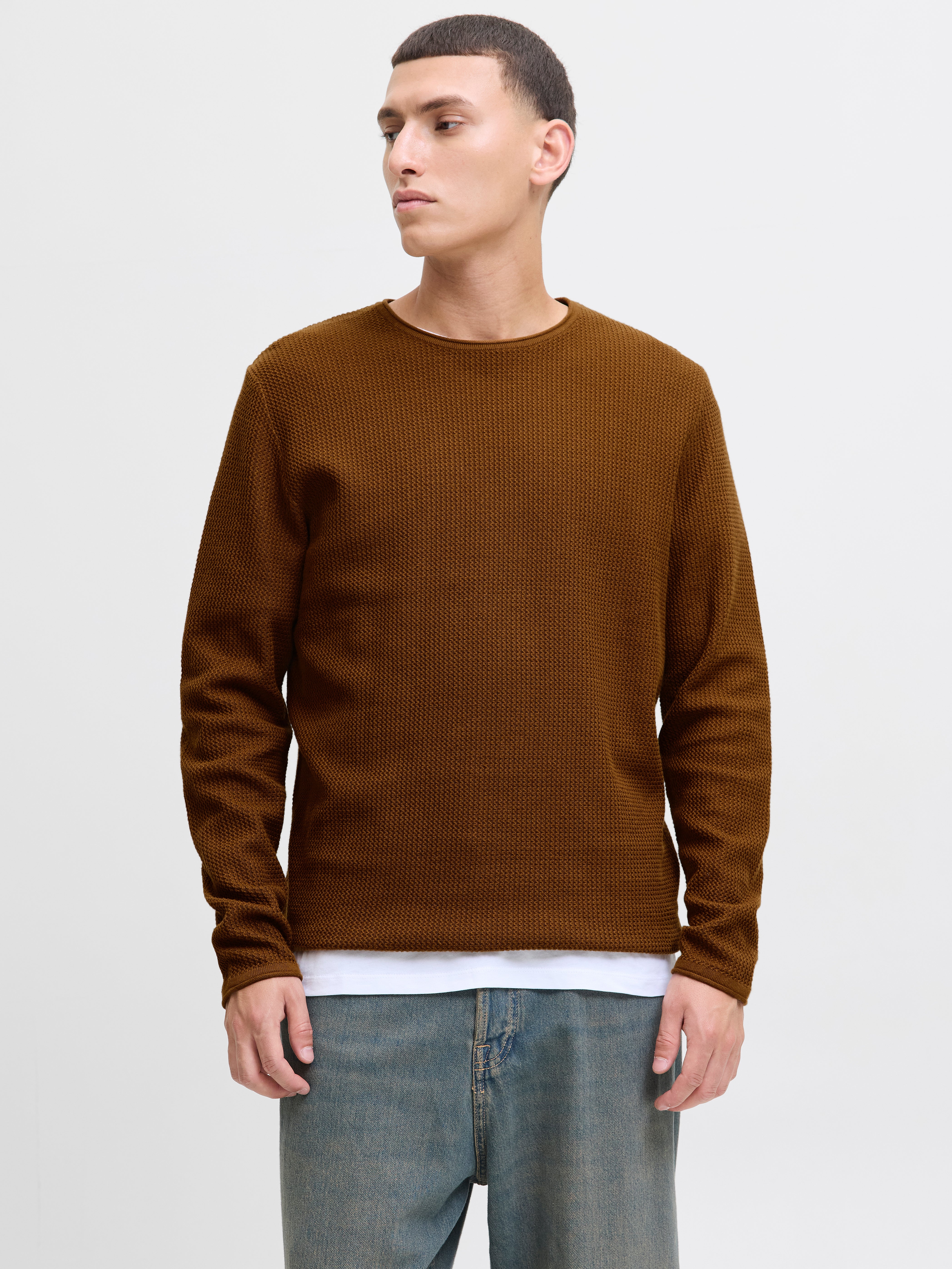 Einfarbig Strickpullover