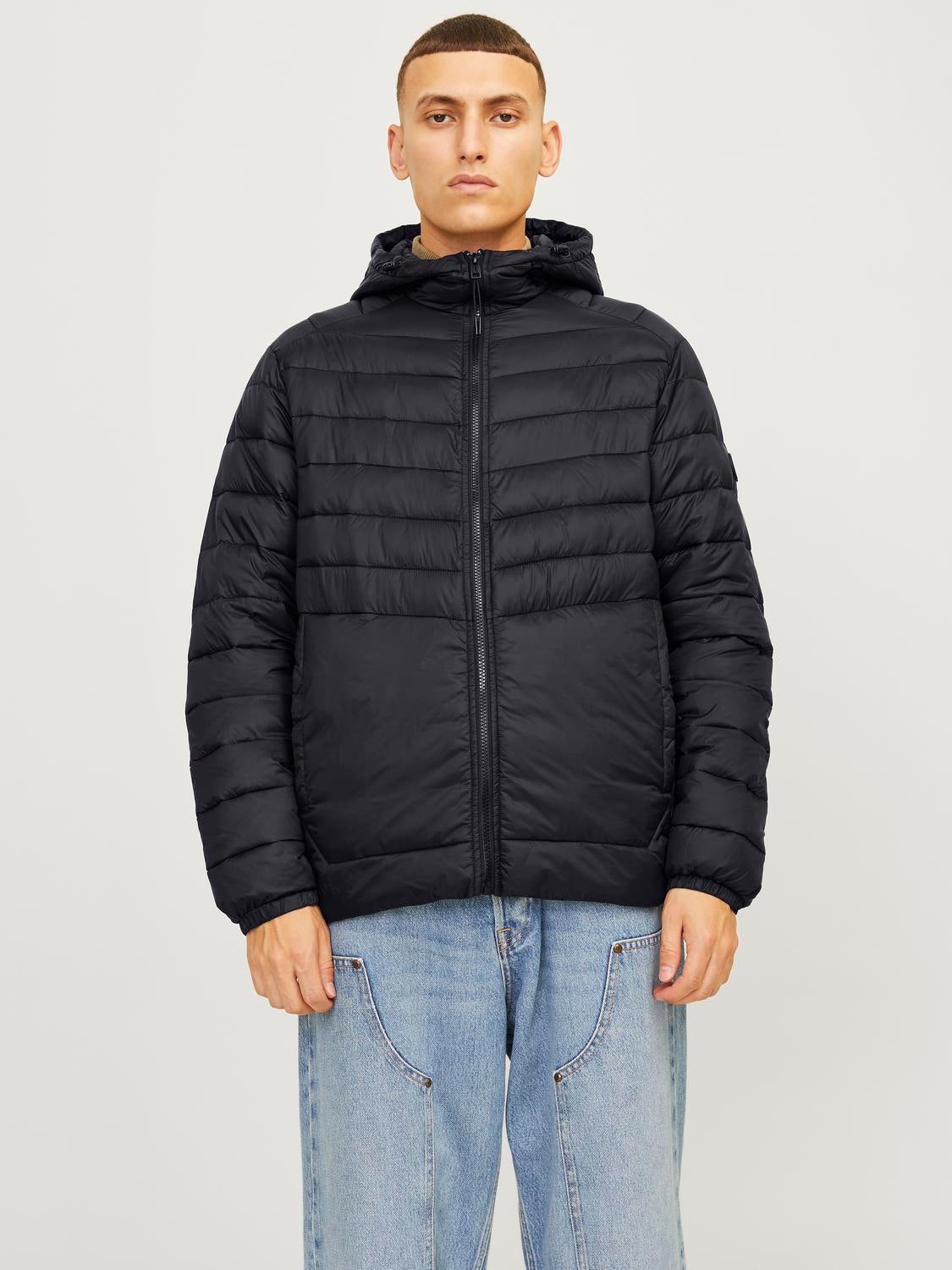 Jack and jones black puffer jacket best sale