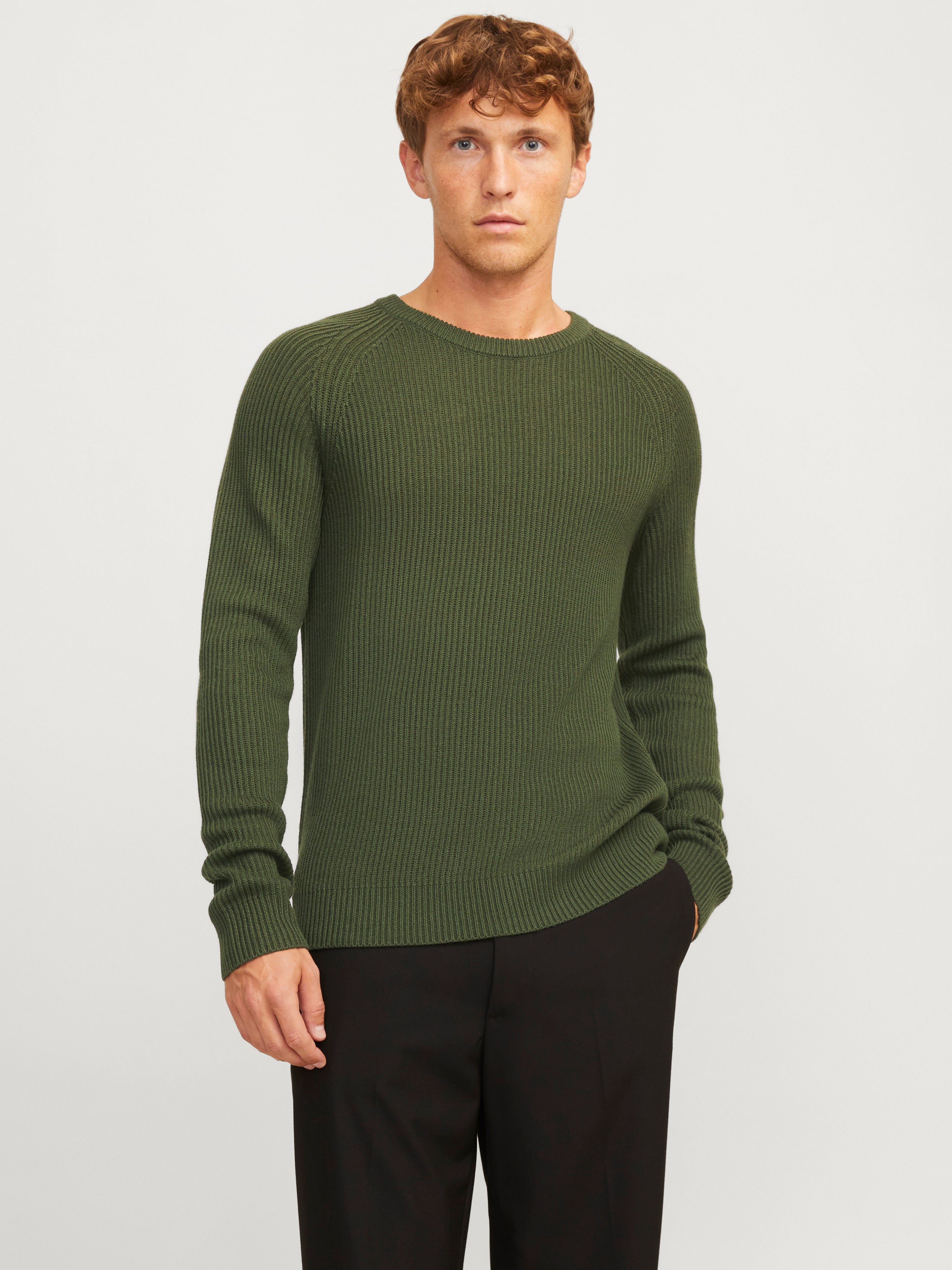 Einfarbig Strickpullover