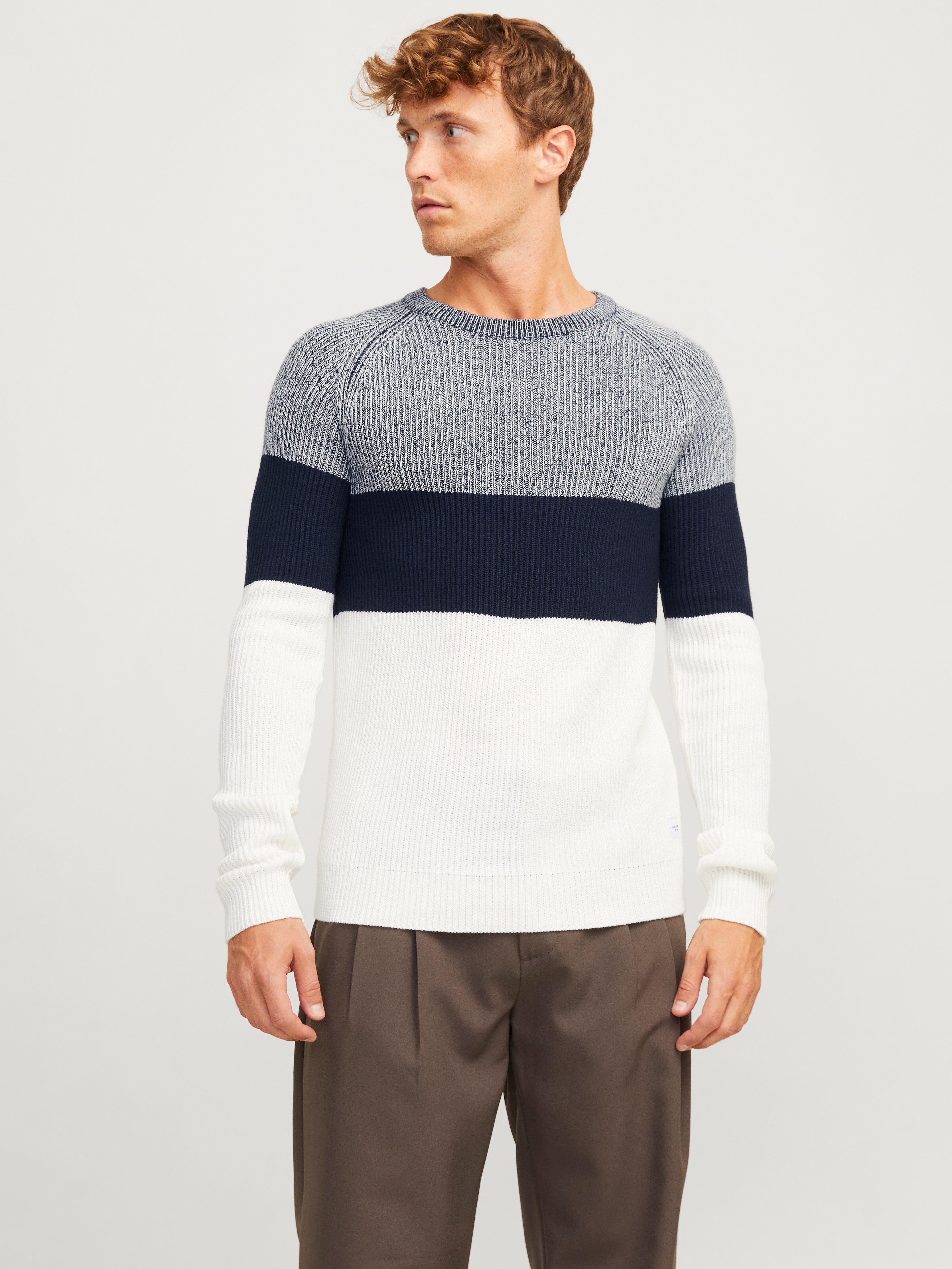 Einfarbig Strickpullover