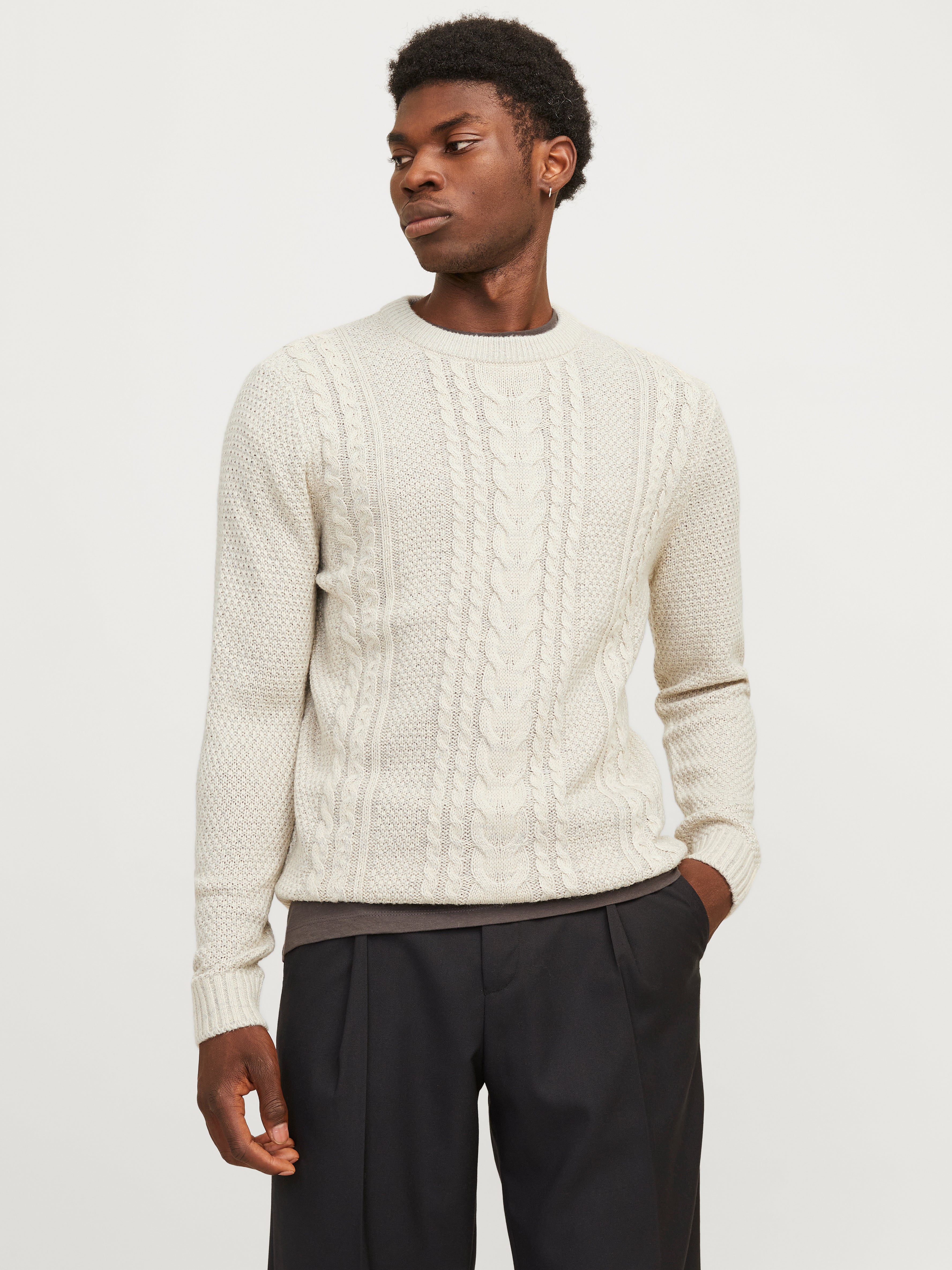 Einfarbig Strickpullover