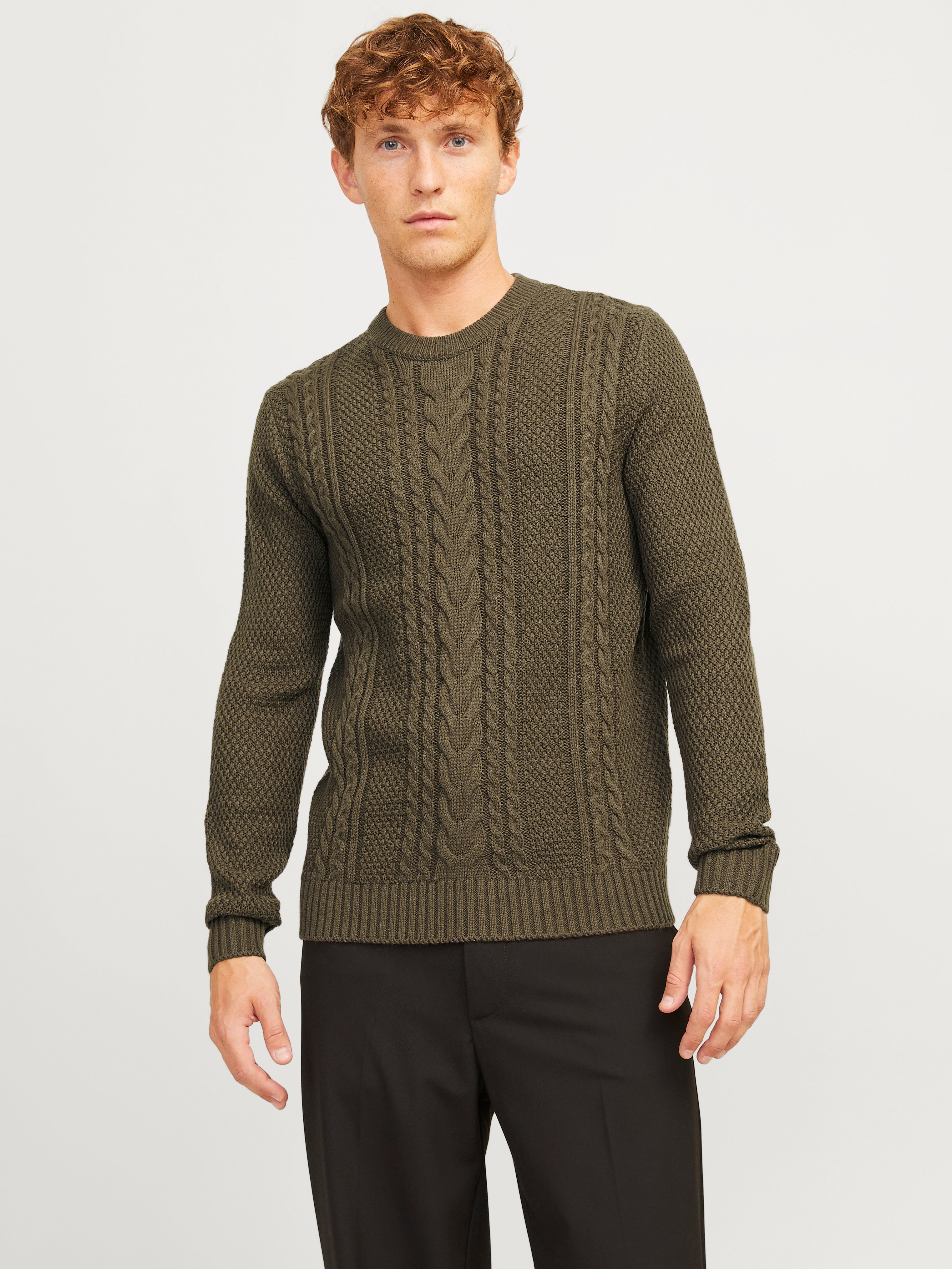 Einfarbig Strickpullover