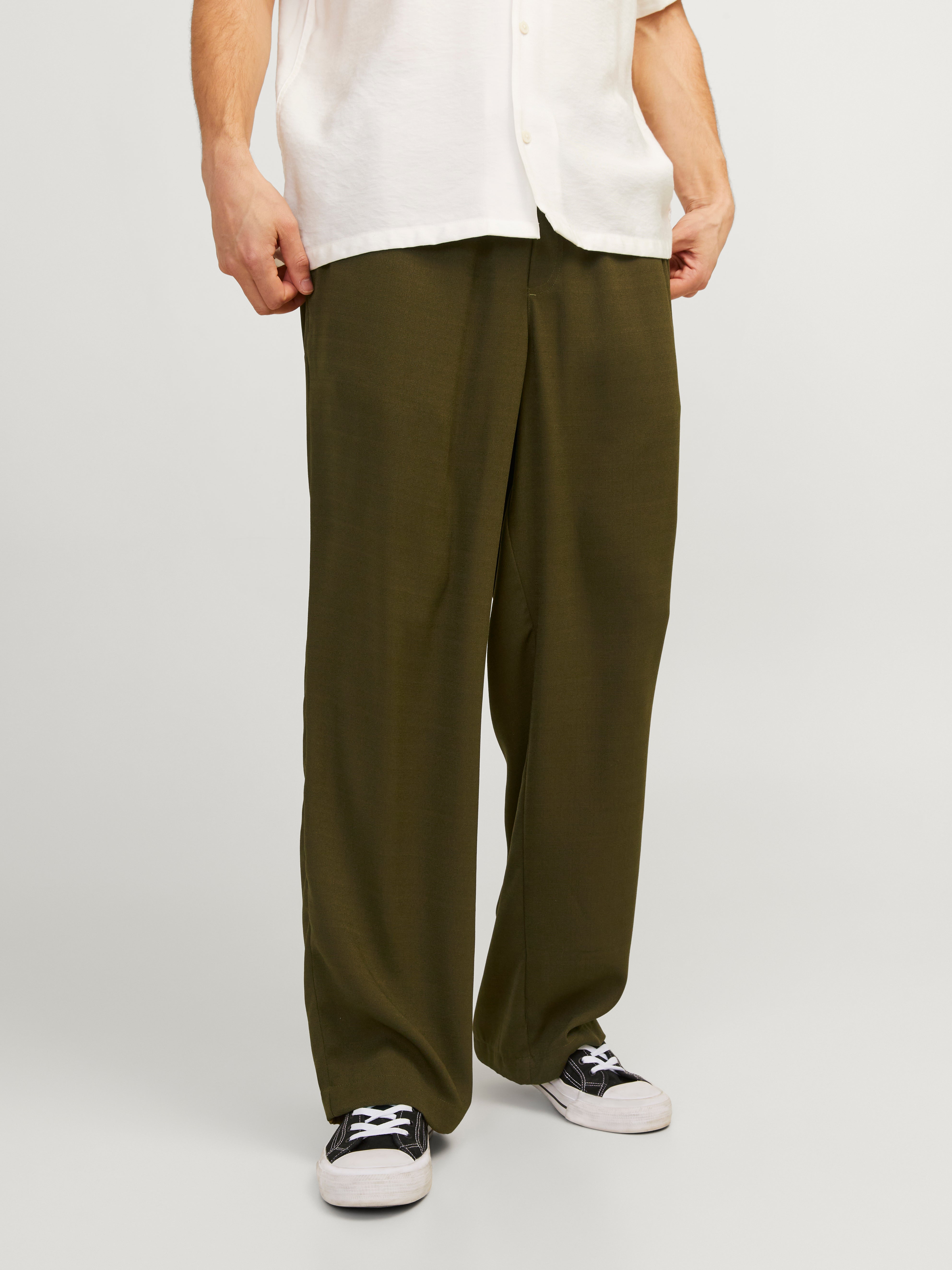 Wide Fit Klassische Hose | Dunkelgrün | Jack & Jones® 