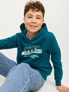 Jack & Jones Logo Hoodie Junior -Deep Teal - 12258823