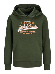 Jack & Jones Logotipas Megztinis su gobtuvu Mini -Kombu Green - 12258824