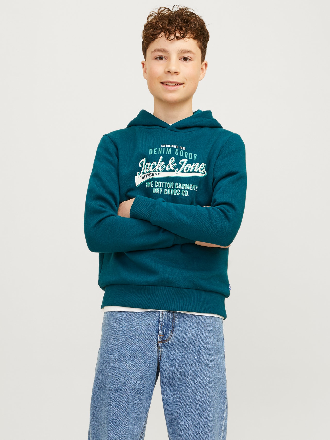 Jack & Jones Logo Hættetrøje Mini -Deep Teal - 12258824