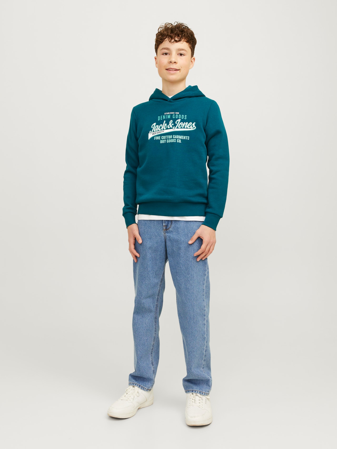 Jack & Jones Hoodie Logo Mini -Deep Teal - 12258824