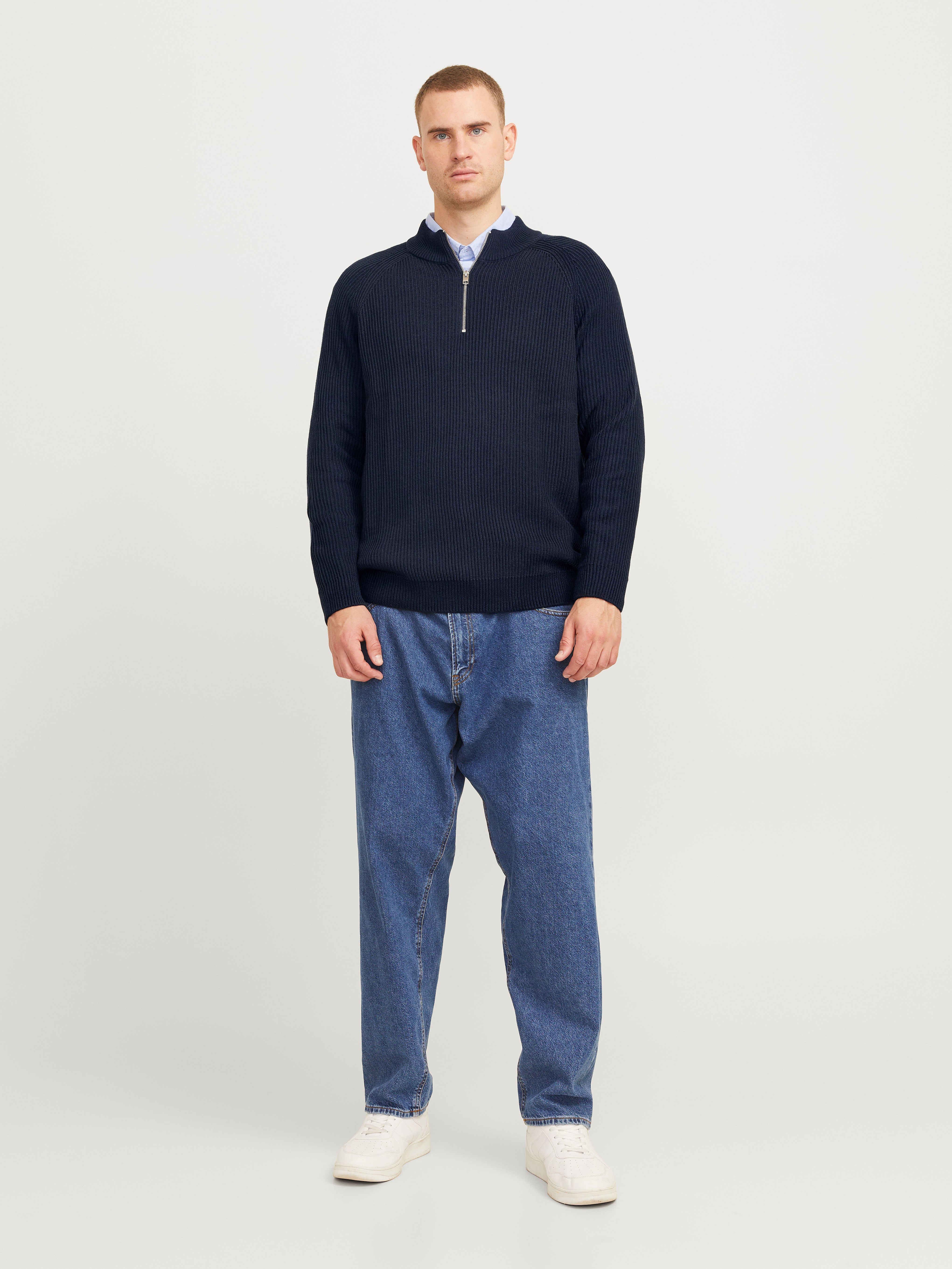 Thumbnail - Plus Size Strickjacke Mit Viertelreißverschluss