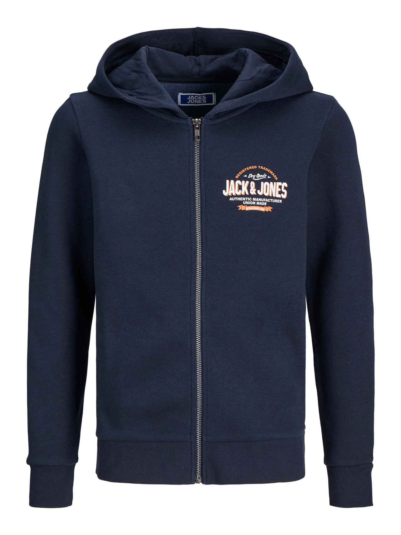 Jack & Jones Logo Zip Hoodie For boys -Navy Blazer - 12258858