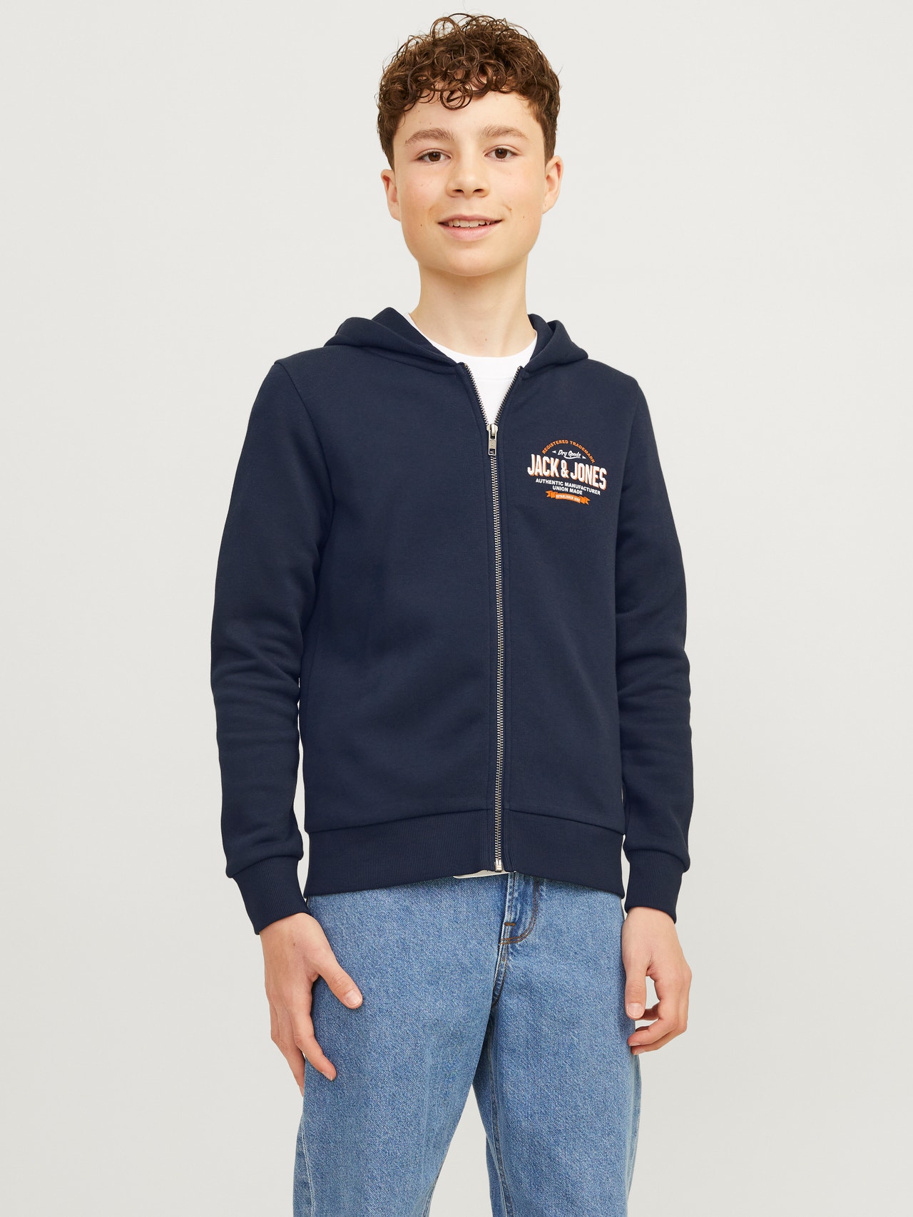 Jack & Jones Felpa con cappuccio con cerniera Con logo Per Bambino -Navy Blazer - 12258858