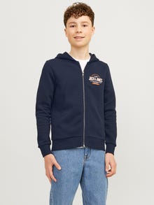 Jack & Jones Junior Logo Vetoketjullinen huppari -Navy Blazer - 12258858