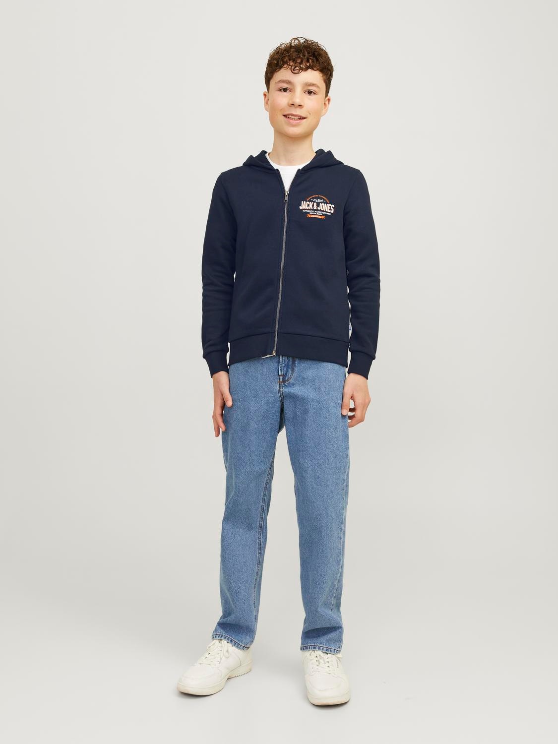 Jack & Jones Logo Hoodie met halve rits Voor jongens -Navy Blazer - 12258858