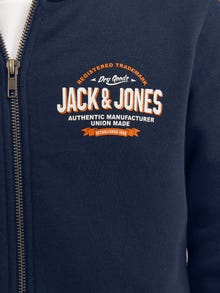 Jack & Jones Junior Logo Vetoketjullinen huppari -Navy Blazer - 12258858