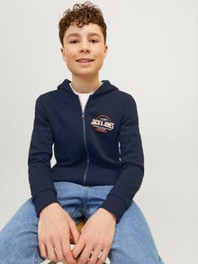 Jack & Jones Junior Logo Vetoketjullinen huppari -Navy Blazer - 12258858