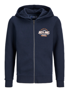 Jack & Jones Z logo Bluza z kapturem zapinana na suwak Mini -Navy Blazer - 12258859
