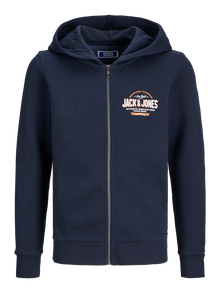 Jack & Jones Sweat à capuche zippé Logo Mini -Navy Blazer - 12258859