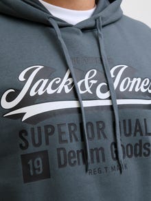 Jack & Jones Plus Size Logo Hoodie -Stormy Weather - 12258873