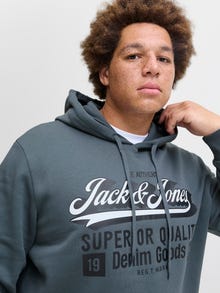Jack & Jones Plus Size Logo Hoodie -Stormy Weather - 12258873