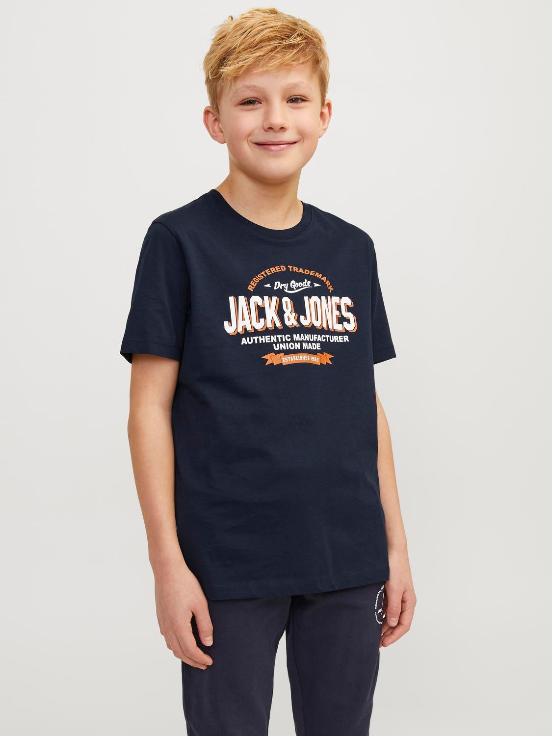 Jack & Jones Logo T-skjorte For gutter -Navy Blazer - 12258876