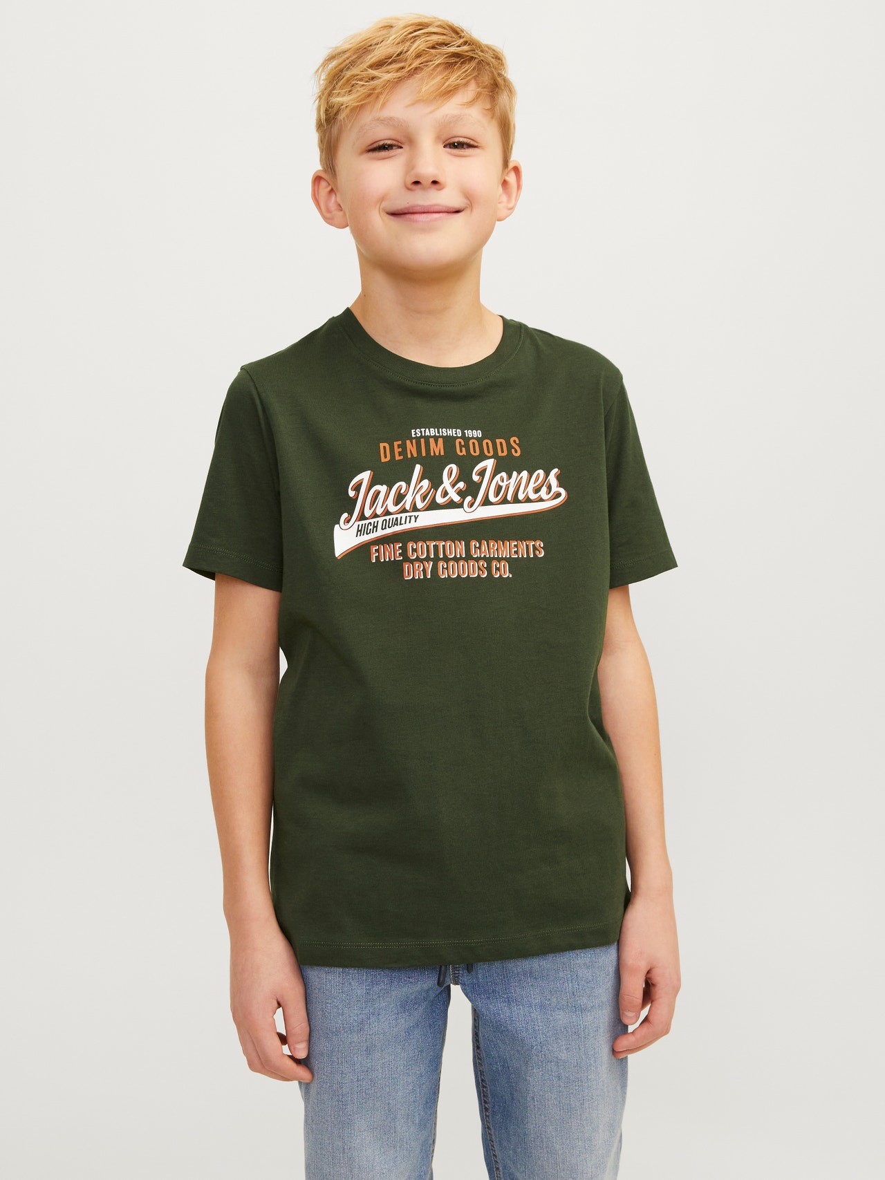 Jack & Jones Logo T-skjorte For gutter -Kombu Green - 12258876