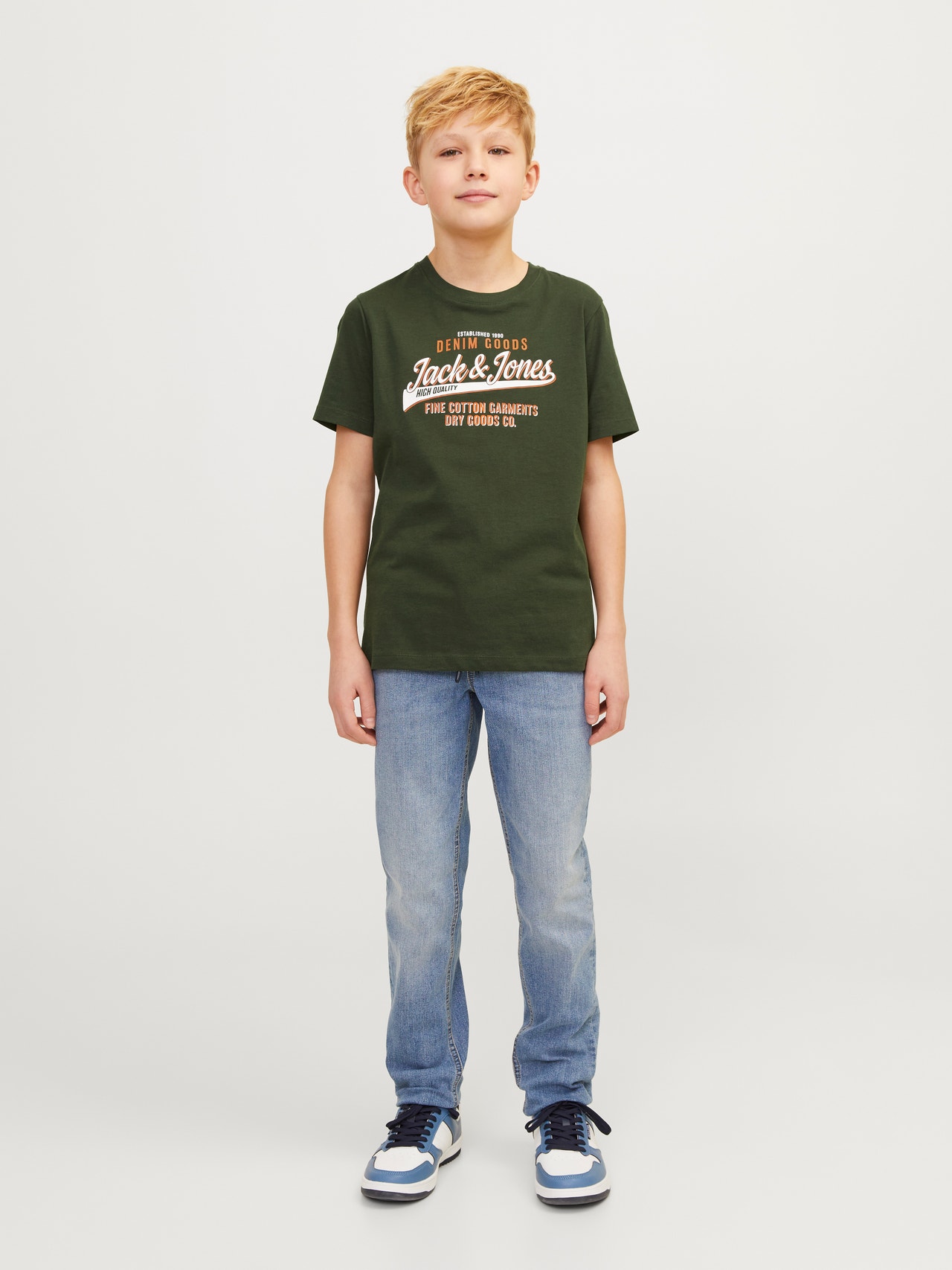 Jack & Jones Logo T-skjorte For gutter -Kombu Green - 12258876