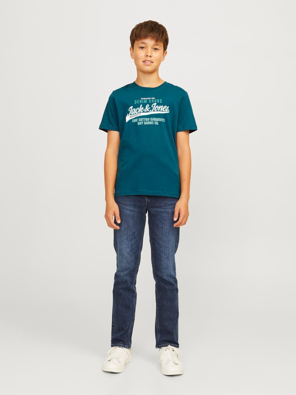 Jack & Jones Logo T-shirt For boys -Deep Teal - 12258876