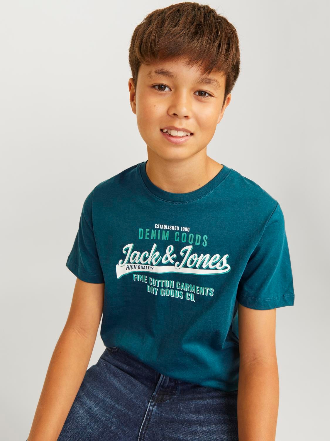 Jack & Jones Logo T-shirt For boys -Deep Teal - 12258876