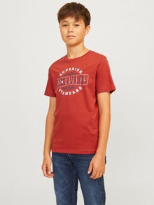 Jack & Jones Logo T-shirt For boys -Red Ochre - 12258876